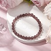 6mm Round Natural Strawberry Quartz Beaded Stretch Bracelets for Women Men BJEW-JB10455-2