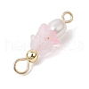Frosted Flower Natural Cultured Freshwater Pearl & Acrylic Connector Charms PALLOY-JF03590-02-5