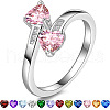 Heart 304 Stainless Steel with Cubic Zirconia Cuff Rings FS-WG2909F-30-1