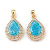 Golden Plated Brass Micro Pave Clear Cubic Zirconia Pendants ZIRC-F123-01E-2