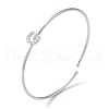 Rack Plating Brass Micro Pave Clear Cubic Zirconia Letter Open Cuff Bangles BJEW-A018-01P-G-1