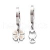 3 Pair 3 Style Heart & Bear & Fish & Clover Crystal Rhinestone Asymmetrical Earrings EJEW-B020-15P-2