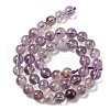 Natural Round Purple Lodolite Quartz/Purple Phantom Quartz Beads Strands G-R011-A01-02-3