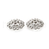 Flower Brass Micro Pave Clear Cubic Zirconia Bead Caps KK-V008-33P-2