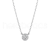 S925 Sterling Silver Micro Pave Clear Cubic Zirconia Round Pendant Necklaces for Women SA9536-3-1