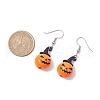 Halloween Theme Alloy Wood Pumpkin Dangle Earrings EJEW-JE05850-01-3