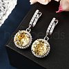 925 Sterling Silver Micro Pave Cubic Zirconia Dangle Hoop Earrings EJEW-F371-01B-02-5