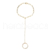 Brass Paperclip Chains Link Finger Ring Bracelets BJEW-JB11810-3