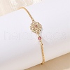 Brass Micro Pave Cubic Zirconia Birthday Flower Link Bracelets BJEW-U031-01G-10-2