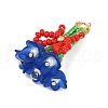 Handmade Glass Beaded Flower with Bowknot Pendants PALLOY-MZ00753-02-3