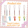 GOMAKERER 5pcs 5 styles Ceramic Lucky Cat Small Pendant Mobile Phone Decoration HJEW-GO0001-08-2