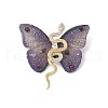 Snake & Butterfly Brass Micro Pave Cubic Zirconia Brooches JEWB-V003-05G-2