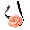 3D Flower Polyester Fiber Black Velvet Cord Choker Necklaces FS-WG3FF9D-09-2