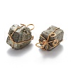 Cuboid Brass Natural Pyrite Pendants G-N0145-10-3