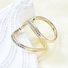 Brass Micro Pave Clear Cubic Zirconia Cuff Rings for Women RJEW-G347-17GP-3