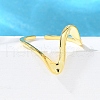 925 Sterling Silver Wave Cuff Rings RJEW-D300-02G-4