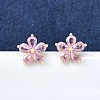 Brass Pave Cubic Zirconia Stud Earrings for Women EJEW-F363-04G-1