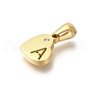 26Pcs Letter A~Z 304 Stainless Steel Heart Pendants with Crystal Rhinestone STAS-Z103-01G-M-3