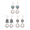 3 Pair 3 Style Heart & Trapezoid & Flat Round Acrylic Dangle Earrings EJEW-JE05204-1