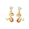 Snake Brass Micro Pave Clear Cubic Zirconin Dangle Stud Earrings EJEW-D318-09G-4
