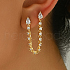 Brass Pave Clear Cubic Zirconia Tassel Stud Earrings LT4061-1