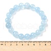Natural Aquamarine Round Bead Stretch Bracelets for Men Women BJEW-U034-01A-04-5