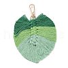 Handmade Braided Macrame Cotton Thread Leaf Pendant Decorations GLAA-K060-08KCG-03-2