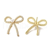 Rack Plating Brass Micro Pave Clear Cubic Zirconia Bowknot Stud Earrings for Women EJEW-P280-27G-2
