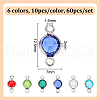 DELORIGIN 60Pcs 6 Colors 304 Stainless Steel with Glass Connector Charms STAS-DR0001-07-2