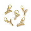 Real 18K Gold Plated Brass Micro Pave Clear Cubic Zirconia Charms KK-E068-VB452-Y-4