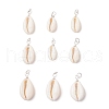 9Pcs Natural Cowrie Shell Pendants PALLOY-JF03700-01-1
