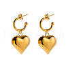 Ion Plating(IP) 304 Stainless Steel Heart Dangle Stud Earrings EJEW-L266-01G-1