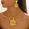 Elegant Vintage Casual Brass Flower Stud Earrings & Pendant Necklaces Set for Women IB9280-2