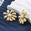 Flower Brass ABS Plastic Imitation Pearl Stud Earrings EJEW-U062-05G-3