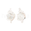 Brass Wrapped Cat Eye Glass Connector Charms KK-U024-11S-1