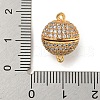 Brass Micro Pave Clear Cubic Zirconia Round Ball Magnetic Clasps KK-G493-21G-3