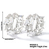 Exquisite Brass Clear Cubic Zirconia Teardrop Hoop Earrings FZ4597-1-4