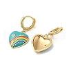 Heart with Rainbow Real 18K Gold Plated Brass Dangle Hoop Earrings EJEW-L268-042G-05-2