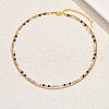Brass & Cube Glass Link Chain Double Layer Necklaces for Women JE8042-6