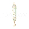 3Pcs 3 Styles Electroplated Natural Quartz Crystal Pointed Copper Wire Wrapped Pendants PALLOY-JF03766-02-3