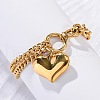 Ion Plating(IP) 304 Stainless Steel Twisted Chain & Cable Chain Heart Charm Bracelets for Women BJEW-H613-01G-2