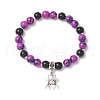 Halloween Theme Baking Painted Glass Round Beads Stretch Bracelets for Women BJEW-MZ00186-02-2