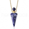 Natural Sodalite Faceted Cone Perfume Bottle Pendant Necklace PW-WG8F691-04-1