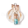 7Pcs 7 Styles Natural Scallop Shell & Dyed Synthetic Turquoise Starfish Pendants PALLOY-JF03564-02-3