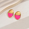 Stainless Steel Enamel Oval Stud Earrings BE6015-3-2