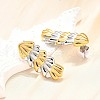 304 Stainless Steel Two-tone Stud Earrings for Women EJEW-R023-01GP-03-3