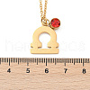 304 Stainless Steel Glass Drill Birth Stone Constellation Pendant Necklaces STAS-D305-08G-G-2