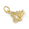 Brass Micro Pave Clear Cubic Zirconia Butterfly Charms ZIRC-F132-54G-1