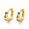 Colorful Rhombus & Heart Cubic Zirconia Hoop Earrings EJEW-H093-08G-1