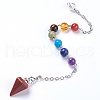 Fashion Natural & Synthetic Gemstone Hexagonal Pointed Dowsing Pendulums HJEW-JM00321-2